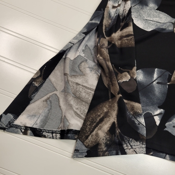 Clara Sun Woo Top Tunic 3/4 Sleeve Scoop Neck Slit Side Leaves Size Large - Picture 5 of 7